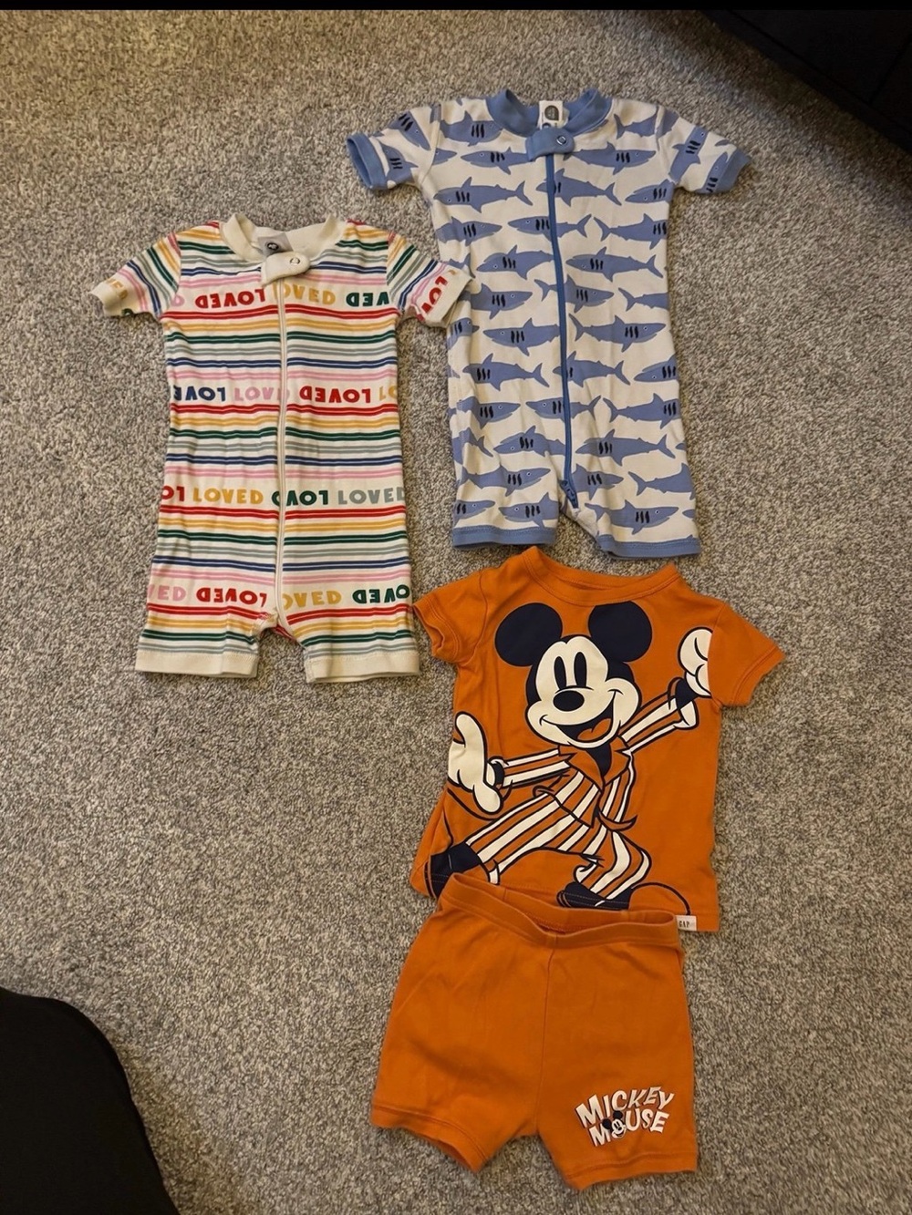 Disney Orange Mickey Mouse Short Sleeve Top and Shorts Set